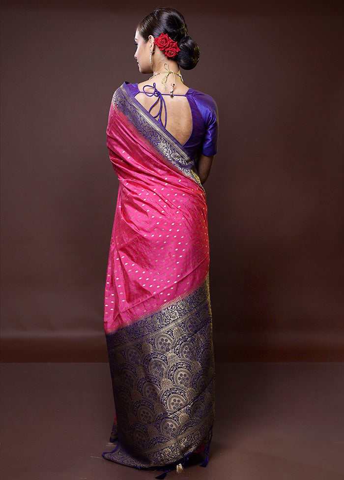 Pink Dupion Silk Saree With Blouse Piece