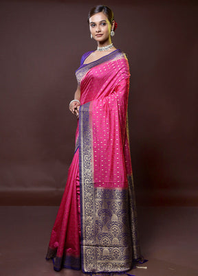 Pink Dupion Silk Saree With Blouse Piece