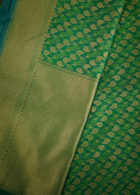 Green Kora Silk Saree With Blouse Piece - Indian Silk House Agencies