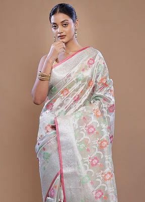 Grey Tissue Silk Saree With Blouse Piece - Indian Silk House Agencies