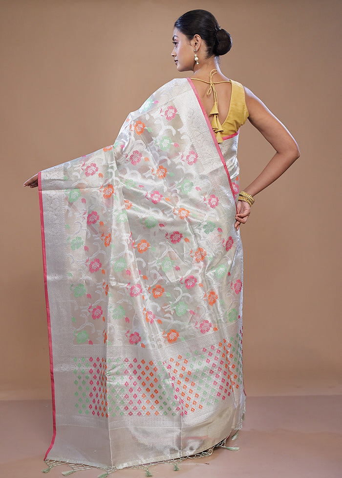 Grey Tissue Silk Saree With Blouse Piece - Indian Silk House Agencies