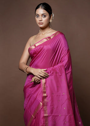 Pink Kanjivaram Silk Saree With Blouse Piece