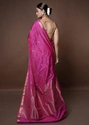 Pink Kanjivaram Silk Saree With Blouse Piece