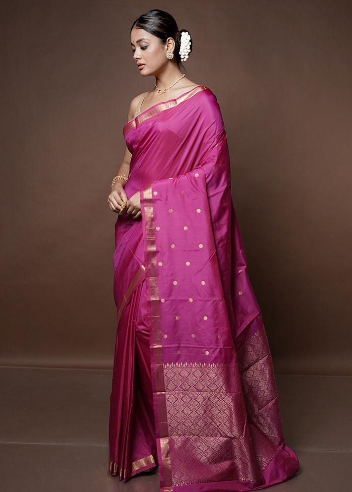 Pink Kanjivaram Silk Saree With Blouse Piece