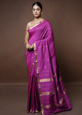 Purple Kanjivaram Silk Saree With Blouse Piece