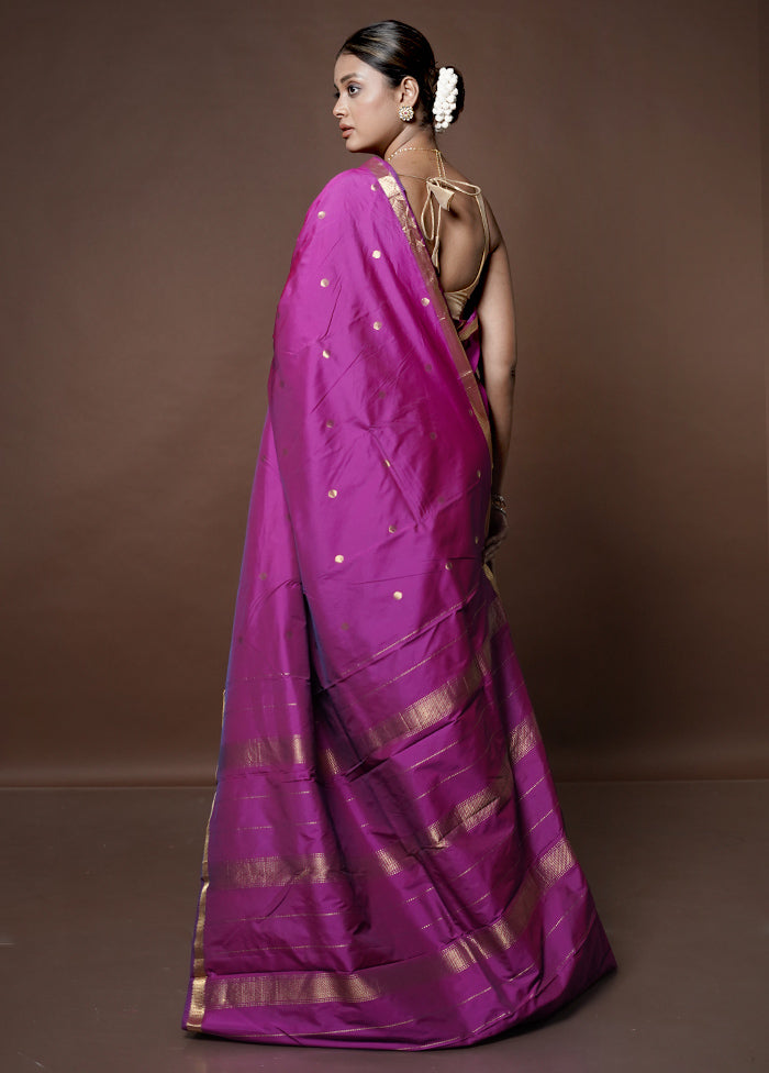 Purple Kanjivaram Silk Saree With Blouse Piece