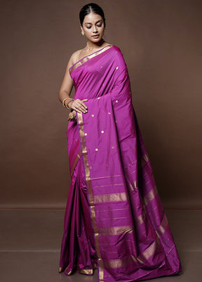 Purple Kanjivaram Silk Saree With Blouse Piece