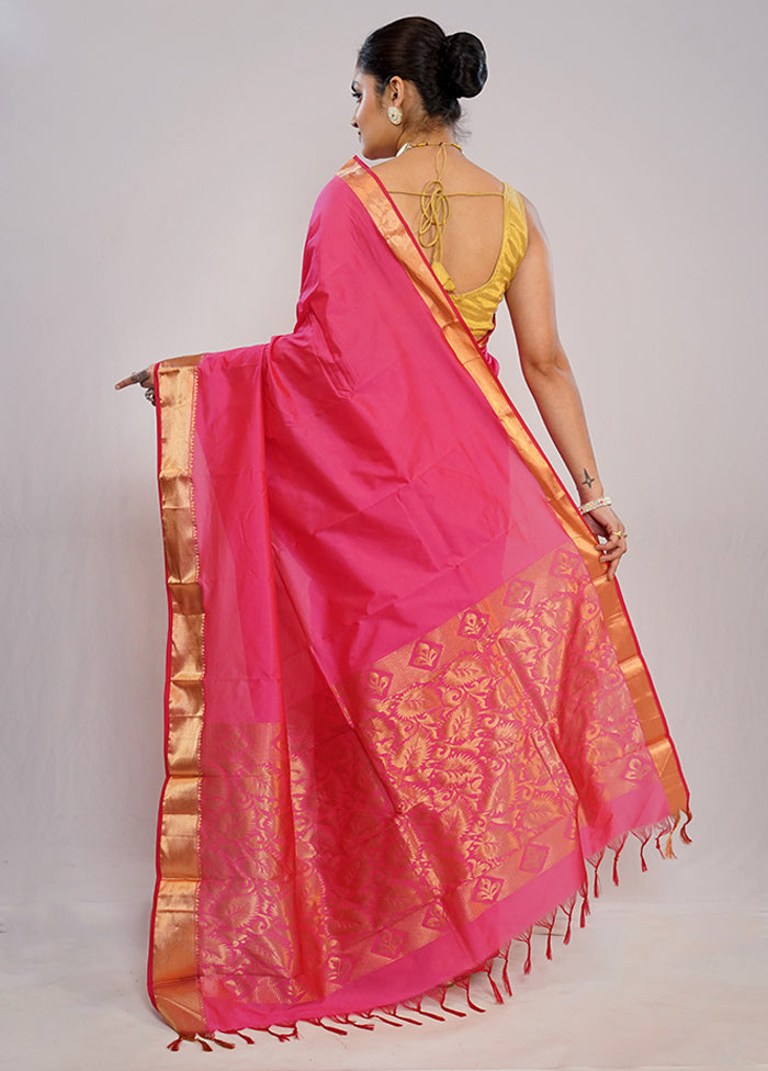 Pink Kanjivaram Silk Saree With Blouse Piece - Indian Silk House Agencies