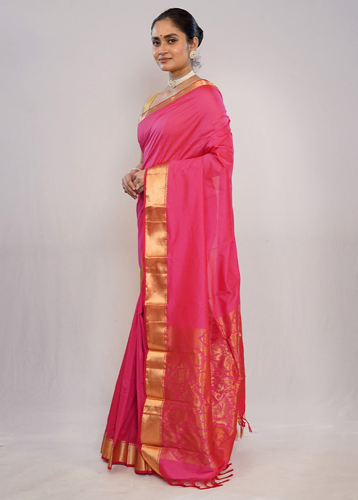 Pink Kanjivaram Silk Saree With Blouse Piece - Indian Silk House Agencies