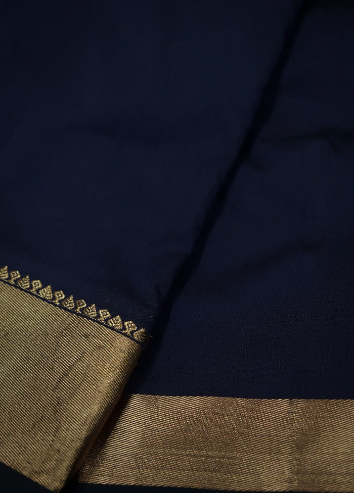 Blue Kanjivaram Silk Saree With Blouse Piece - Indian Silk House Agencies