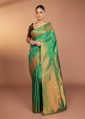 Green Kanjivaram Silk Saree With Blouse Piece