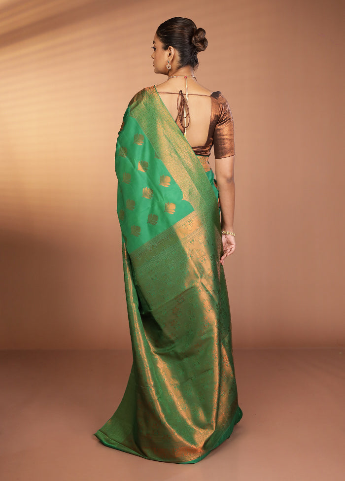 Green Kanjivaram Silk Saree With Blouse Piece