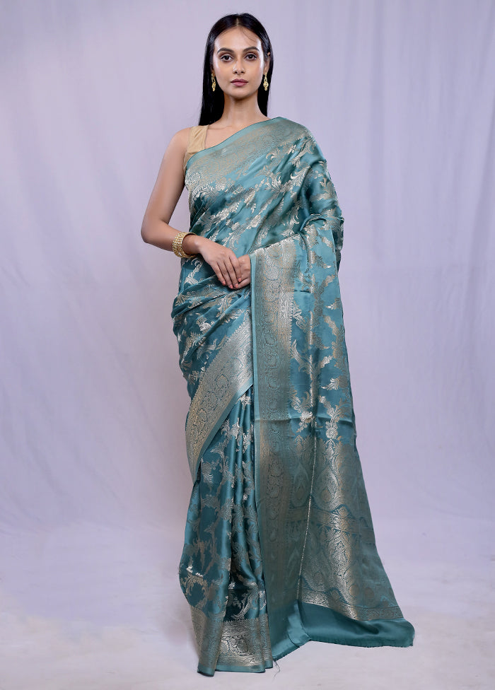 Green Tussar Pure Silk Saree With Blouse Piece - Indian Silk House Agencies