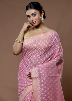 Pink Pure Cotton Saree With Blouse Piece - Indian Silk House Agencies