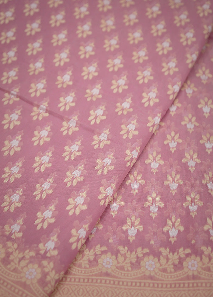 Pink Pure Cotton Saree With Blouse Piece - Indian Silk House Agencies