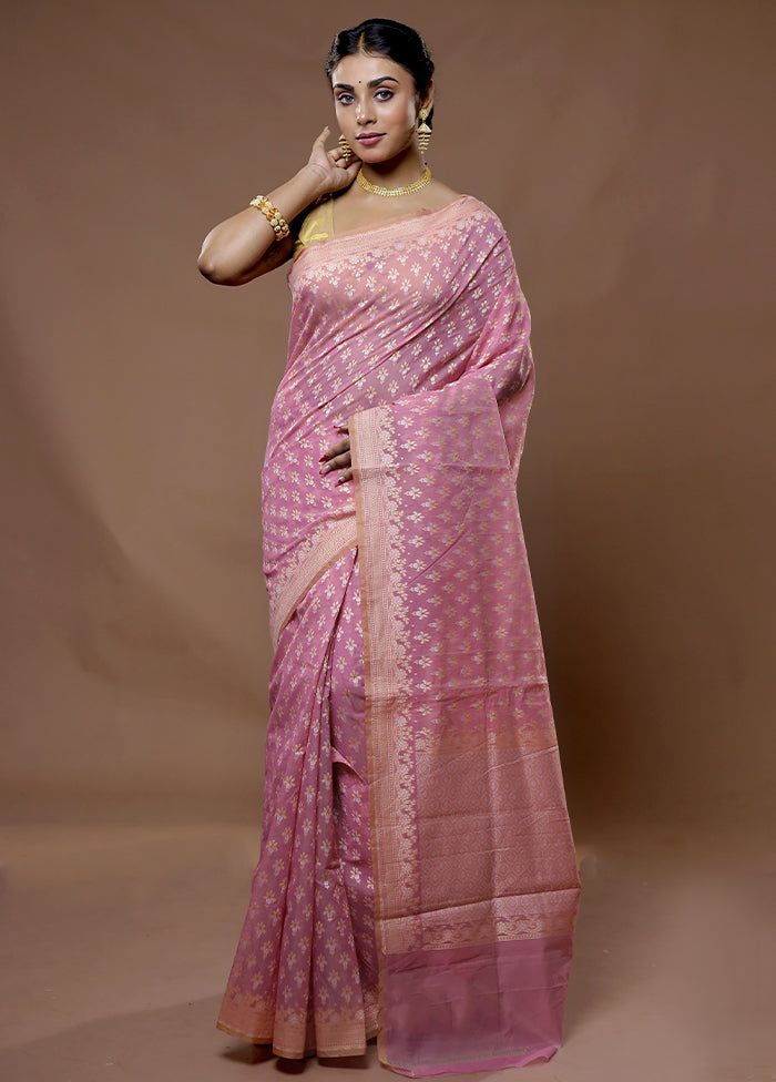 Pink Pure Cotton Saree With Blouse Piece - Indian Silk House Agencies