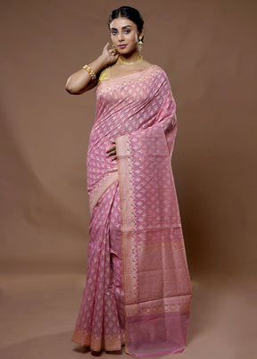 Pink Pure Cotton Saree With Blouse Piece - Indian Silk House Agencies