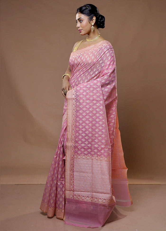 Pink Pure Cotton Saree With Blouse Piece - Indian Silk House Agencies