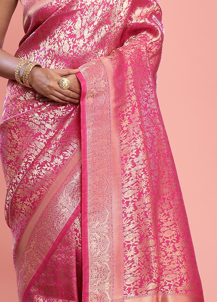 Pink Kora Silk Saree With Blouse Piece - Indian Silk House Agencies