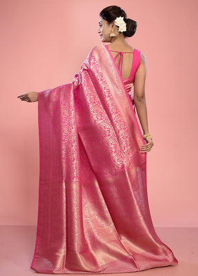 Pink Kora Silk Saree With Blouse Piece - Indian Silk House Agencies