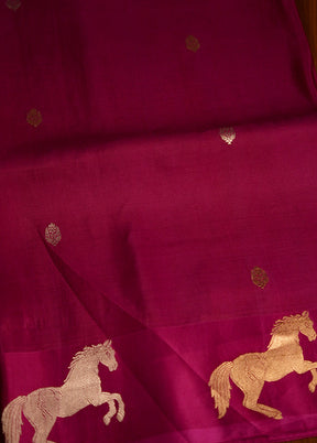 Purple Kora Pure Silk Saree With Blouse Piece - Indian Silk House Agencies