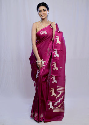 Purple Kora Pure Silk Saree With Blouse Piece - Indian Silk House Agencies