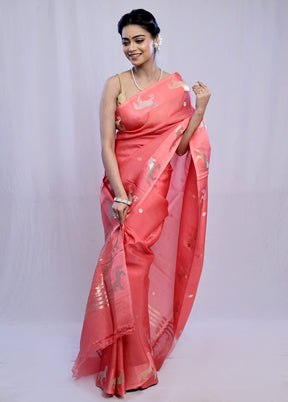 Pink Kora Pure Silk Saree With Blouse Piece - Indian Silk House Agencies