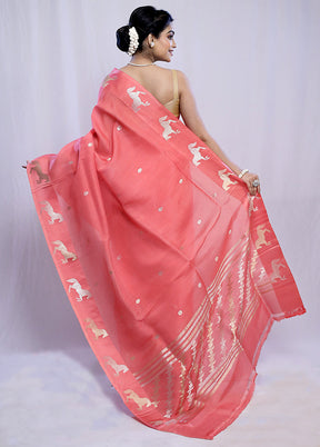 Pink Kora Pure Silk Saree With Blouse Piece - Indian Silk House Agencies