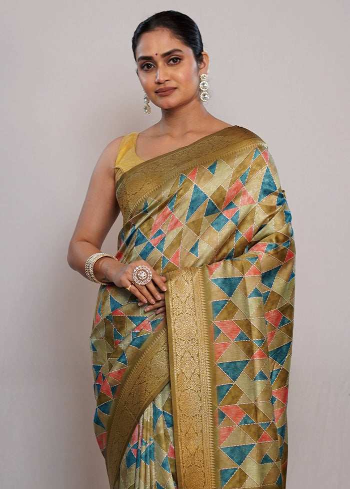 Multicolor Dupion Silk Saree With Blouse Piece - Indian Silk House Agencies