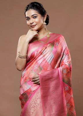 Multicolor Dupion Silk Saree With Blouse Piece - Indian Silk House Agencies