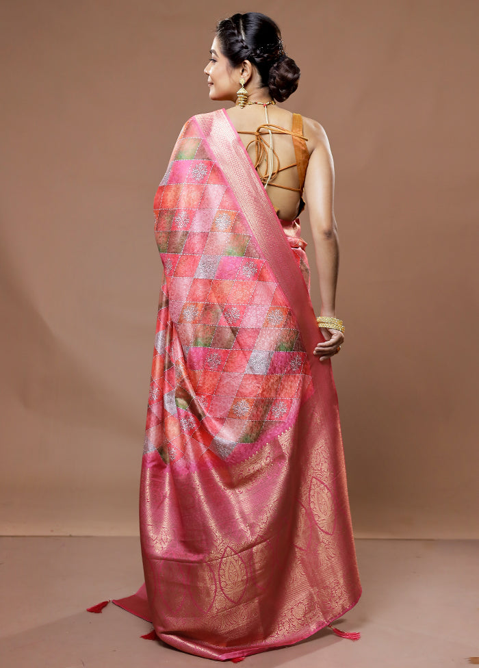 Multicolor Dupion Silk Saree With Blouse Piece - Indian Silk House Agencies