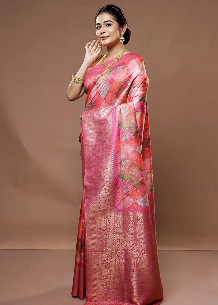 Multicolor Dupion Silk Saree With Blouse Piece - Indian Silk House Agencies