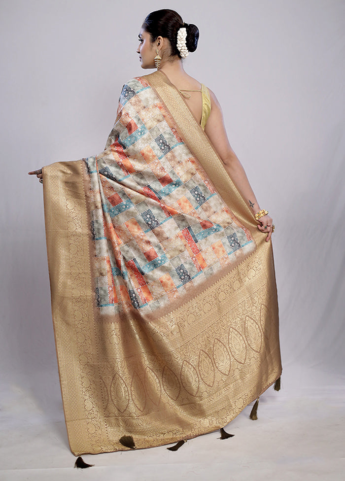 Multicolor Dupion Silk Saree With Blouse Piece - Indian Silk House Agencies