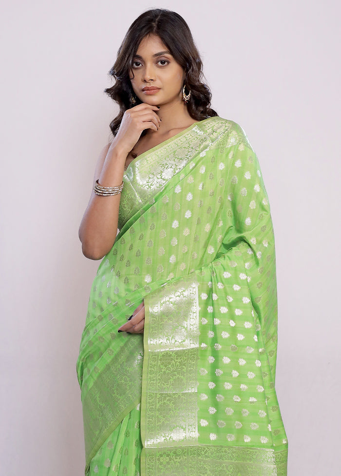 Green Kora Silk Saree With Blouse Piece - Indian Silk House Agencies