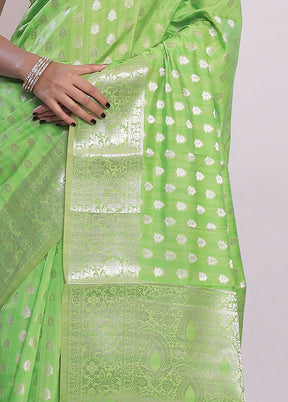 Green Kora Silk Saree With Blouse Piece - Indian Silk House Agencies