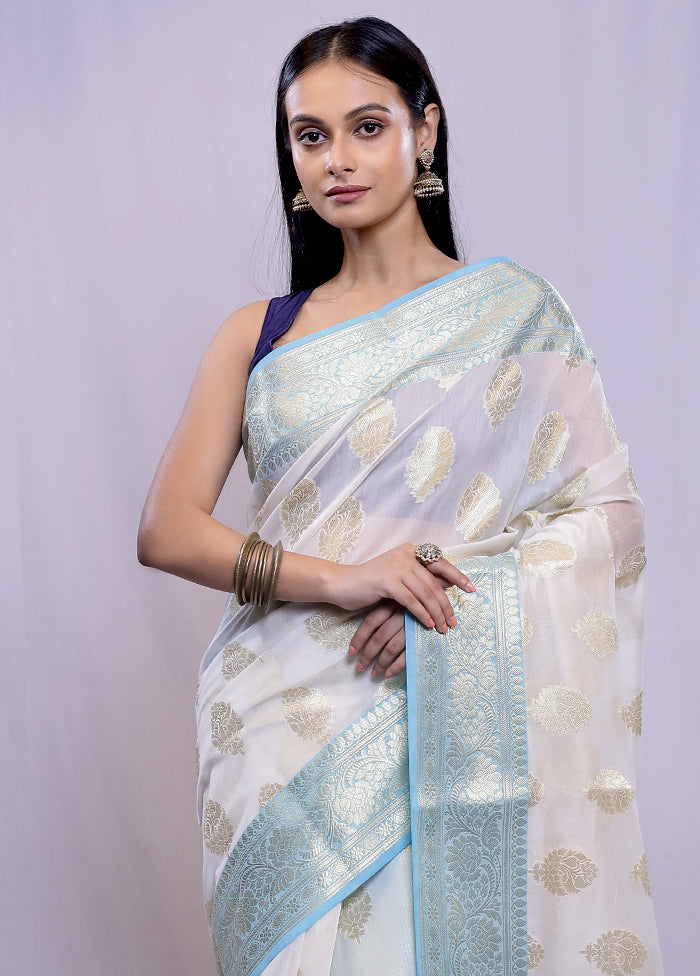 Multicolor Kora Silk Saree With Blouse Piece - Indian Silk House Agencies