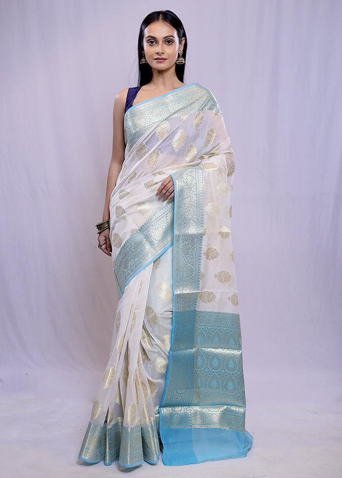 Multicolor Kora Silk Saree With Blouse Piece - Indian Silk House Agencies