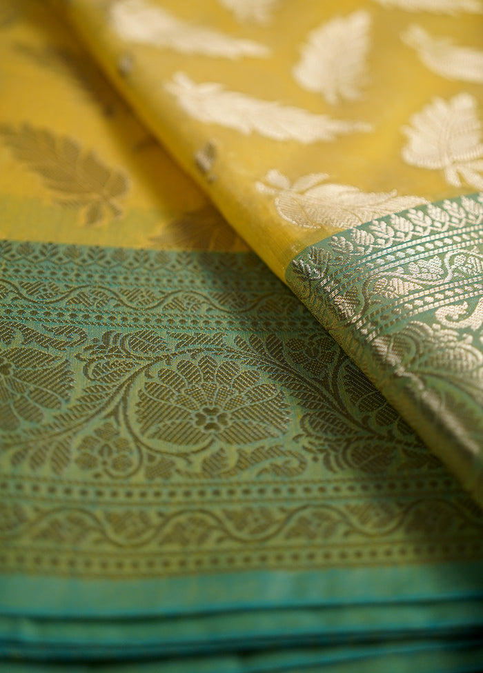 Yellow Kora Silk Saree With Blouse Piece - Indian Silk House Agencies