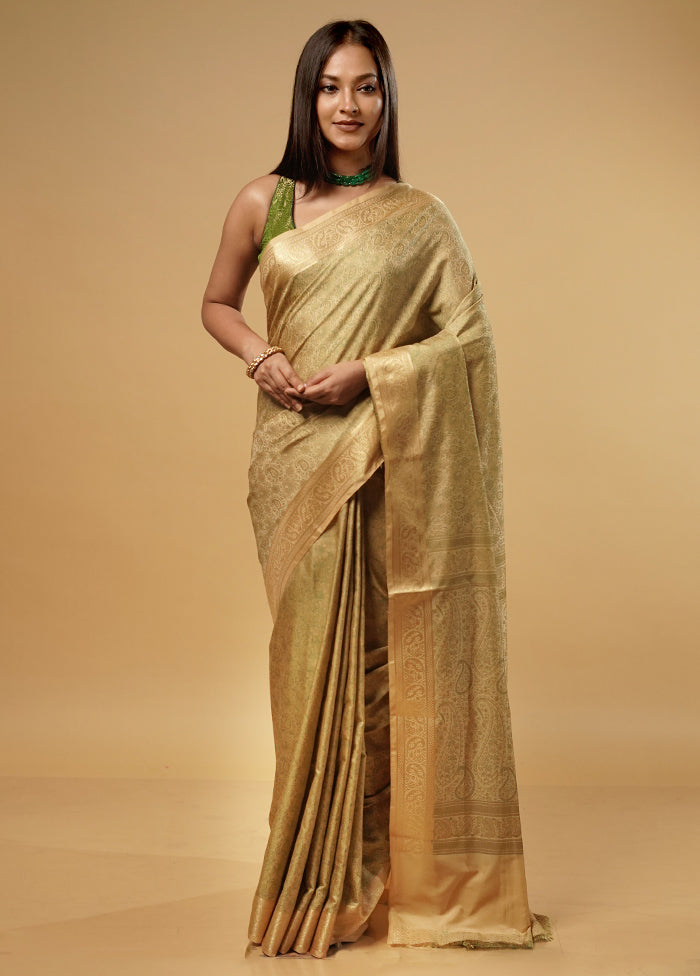 Cream Jamewar Banarasi Silk Saree With Blouse Piece - Indian Silk House Agencies