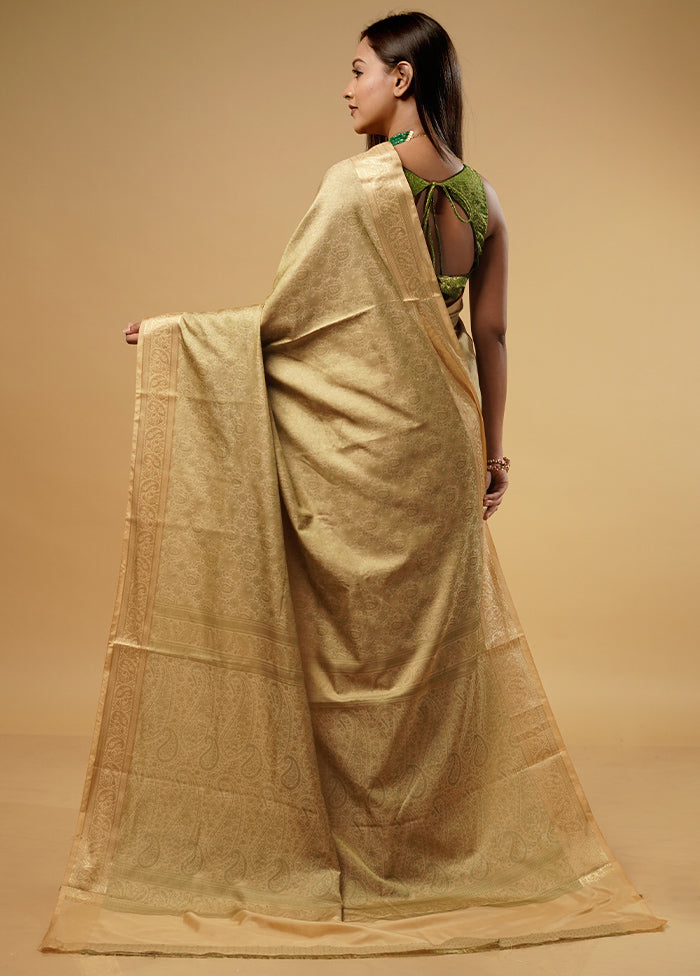 Cream Jamewar Banarasi Silk Saree With Blouse Piece - Indian Silk House Agencies