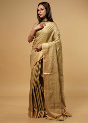 Cream Jamewar Banarasi Silk Saree With Blouse Piece - Indian Silk House Agencies