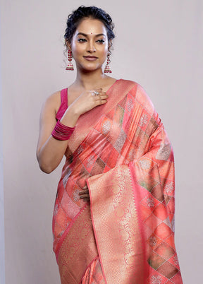 Pink Dupion Silk Saree With Blouse Piece - Indian Silk House Agencies