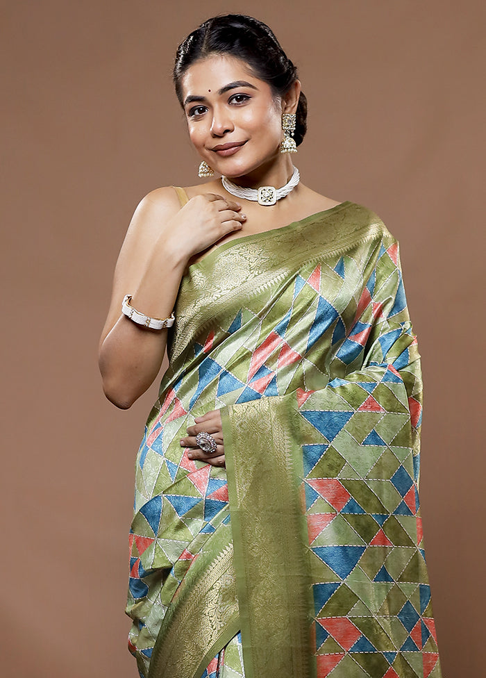 Multicolor Dupion Silk Saree With Blouse Piece - Indian Silk House Agencies