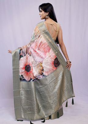 Multicolor Dupion Silk Saree With Blouse Piece - Indian Silk House Agencies