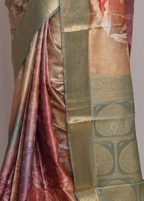 Multicolor Dupion Silk Saree With Blouse Piece - Indian Silk House Agencies