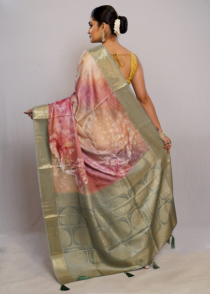 Multicolor Dupion Silk Saree With Blouse Piece - Indian Silk House Agencies