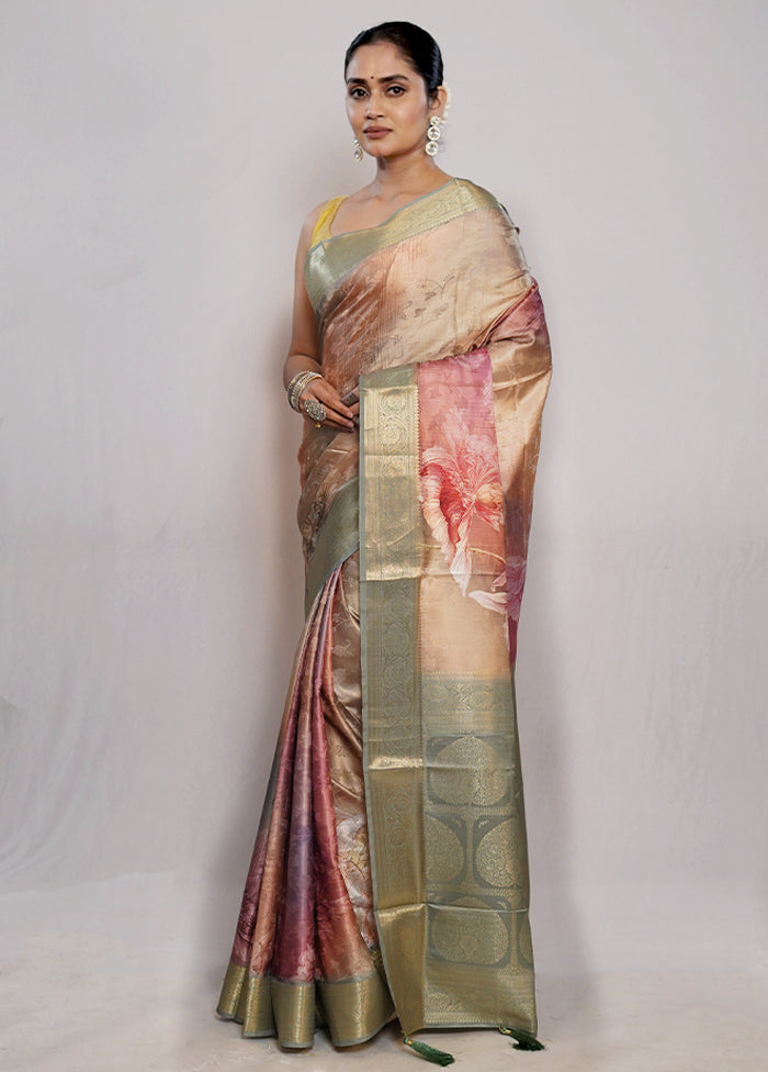 Multicolor Dupion Silk Saree With Blouse Piece - Indian Silk House Agencies