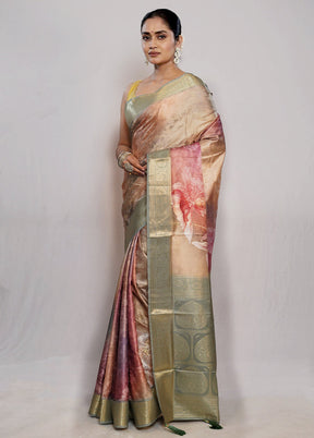 Multicolor Dupion Silk Saree With Blouse Piece - Indian Silk House Agencies