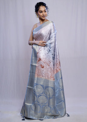Grey Dupion Silk Saree With Blouse Piece - Indian Silk House Agencies