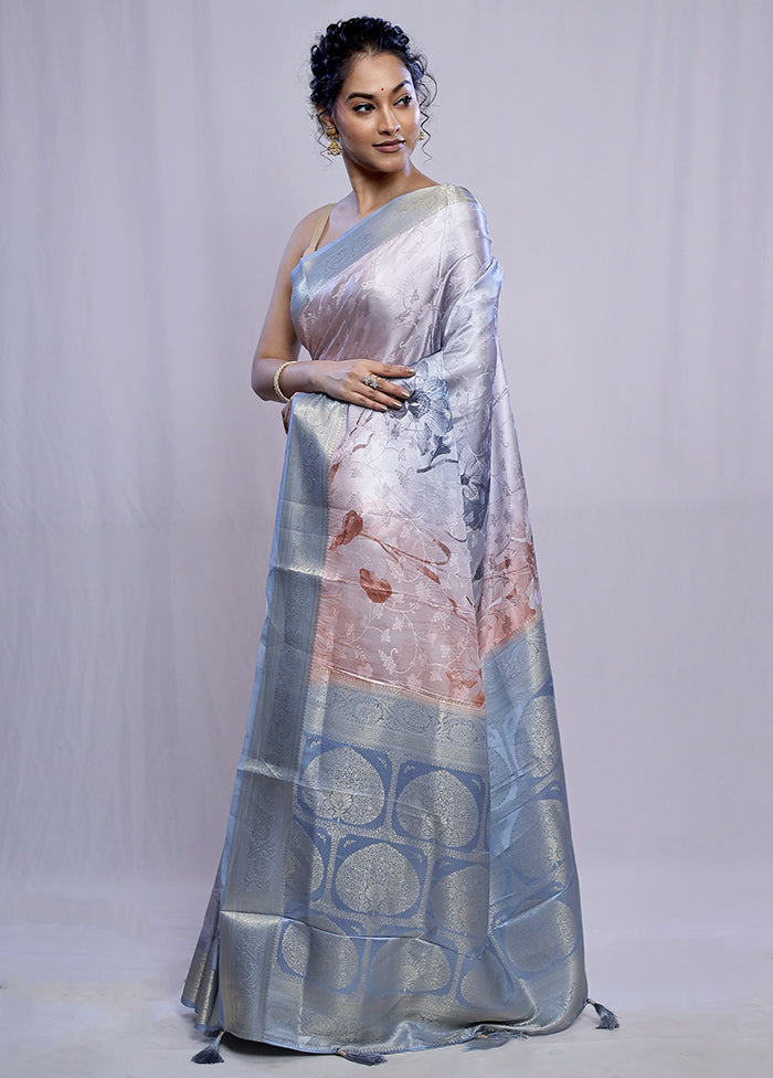 Grey Dupion Silk Saree With Blouse Piece - Indian Silk House Agencies